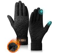 DOVAVA Men Gloves, Thermal Winter Touchscreen Kint Gloves for Men & Women, with Soft Lining for Running Cycling Skiing Driving(Black-2)