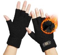 DOVAVA Mens Fingerless Gloves Cold Winter Sports Gloves One Size Fit All Soft Lining Inside , Black-3, M