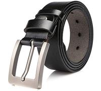 Dovava Mens Leather Belt Anti-scratched Buckle Soft Genuine Belts for Casual Jeans Dress (Black 2003, 125CM (38"-42")