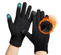 DOVAVA Mens Thermal Gloves Touchscreen Winter Cycling Warm Gloves Soft Lining Inside (Black-1)