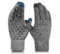 DOVAVA Winter Gloves for Men Women,Warm Touchscreen Gloves,Anti-Slip,Soft Knitted Glove With Fleece Lining for Driving Running,BlackWhite