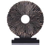 DOVDOV Black Gold Home Decor Sculpture, Unique Round line Statue, Modern Home Decor, Decorative Panel Statue for Living Room tv Cabinet, Office, Coffee Table, Dining Table Center Black Gold Decor