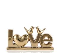 DOVDOV Gold Ceramic Love Sign Sculpture with Heart and Bird Statues, Modern Home Decor Accents for Living Room Coffee Table, TV Stand, Entryway and Shelf, Wedding or Housewarming Gift