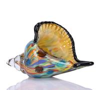 DOVDOV Hand Blown Glass Conch Statue, Colorful Home Decor for Coastal Style Beach Decor Living Room Bedroom Console TV Cabinet entryway Desktop Ornaments