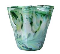 DOVDOV Hand Blown Teal Glass Vase, Modern Art Design, Wide Mouth, Irregular Shape, Perfect for Home Decor, Living Room, Office, Wedding