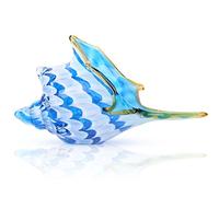 DOVDOV Handmade Blown Glass Decoration, Modern Art Glass Conch Statue, Blue and White Decorative Shells for Home, Living Room, Coffee Table, TV Stand, Entryway