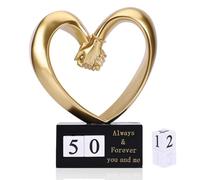 DOVDOV Heart Shaped Hand-in-Hand Sculpture. Perfect for 1st to 50th or 60th Anniversaries, Wedding Gifts for Newlyweds Couples, Golden Wedding Presents, or Decor for Bookshelves and nightstands.
