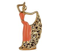 DOVDOV Peacock Statue and Sculpture, Female Dancer Sculpture, Modern Home Golden Ceramic Statue for Coffee Table, Entrance, Living Room, Bedroom Office Decoration Accessories (Orange-Gold)