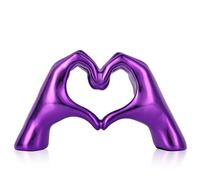 DOVDOV Purple Room Decor Accents, Heart Hand Statues and Sculptures, Purple Shelf Decor Figurines for Home Living Room Office entryway Table top Bohemian Wedding Decor.