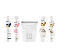 Dove 4-Pack Assorted Body Lotion 250ml. Fast-absorbing Moisturiser for Dry Skin. Body Moisturiser Lotion Bundled with SAESR Cosmetic Bag. Rich Body Skin Care Moisturiser for Softer Skin.