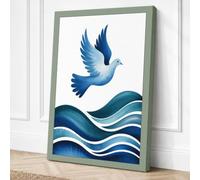 Dove Above Waters Minimalist Canvas Wall Art Print 18x12 Inch (46 x 30 cm)