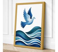 Dove Above Waters Minimalist Canvas Wall Art Print 18x12 Inch (46 x 30 cm)