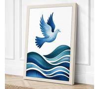 Dove Above Waters Minimalist Canvas Wall Art Print 24x16 Inch (61 x 41 cm)