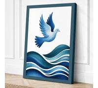 Dove Above Waters Minimalist Canvas Wall Art Print 30x20 Inch (76 x 51 cm)