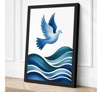 Dove Above Waters Minimalist Canvas Wall Art Print 30x20 Inch (76 x 51 cm)