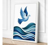 Dove Above Waters Minimalist Canvas Wall Art Print 36x24 Inch (91 x 61 cm)