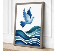 Dove Above Waters Minimalist Canvas Wall Art Print 36x24 Inch (91 x 61 cm)