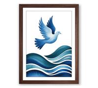 Dove Above Waters Minimalist Framed Wall Art Print A2 (59.4×42cm) Walnut, Wall Decor for Living Room, Bedroom, Office & Home, Ready to Hang, Art Gift
