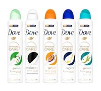 Dove Advanced Care Anti-Perspirant Deodorant Spray 250ml Pack of 5 - Original, Invisible Dry, Cucumber & Green Tea, Pear & Aloe Vera, Passion Fruit & Lemongrass