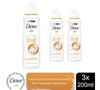 Dove Advanced Care Coconut & Jasmine Anti-Perspirant Deodorant Spray with plant based moisturiser for 72hour protection 200ml