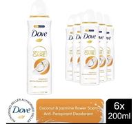 Dove Advanced Care Antiperspirant Deo Coconut & Jasmine Flower Scent 200ml, 6pk