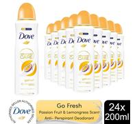 Dove Advanced Care Go Fresh Passion Fruit & Lemongrass Scent Women's Antiperspirant Deodorant Spray for 72 hour protection against sweat and odour with Pro-Ceramide technology 200 ml