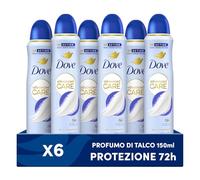 Dove Advanced Care Talc Deodorant Spray with Moisturising and Skin-Friendly Formula, Alcohol-Free, Dry Skin up to 72 Hours, Deodorant for Men and Women, Pack of 6 x 150 ml
