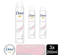 Dove Anti-Perspirant Deodorant Powder 3x200ml, 48H Sweat Protection for Women