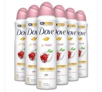 Dove Anti-Perspirant Deodorant Spray Go Fresh Pomegranate Fragrance 0% Alcohol Deodorant Protects 48 Hours Against Body Odour and Underarm Wetness 150 ml Pack of 6