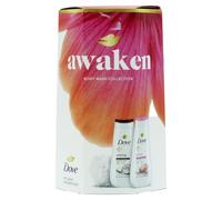 Dove Awaken 3 piece Gift Set for her with RESTORING Shower Gel + GLOWING Shower gel + a luxury shower puff