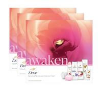 Dove Awaken Complete Collection with 2x Body Wash 225ml, Pink Bar 90g, Body Lotion 250ml, Hand Cream 75ml & Deodorant 150ml 6 Pieces Gift Set for Her with Shower Puff,3pk