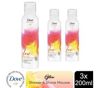 Dove Bath Therapy Glow Shower & Shave Mousse with Orange & Rhubarb Scent 3x200ml