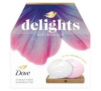 Dove Beauty Bar Delights Gift Set, Original & Pink Soap Bars with FSC Bamboo Tray, Gentle Daily Cleansing, Sulfate-Free, Sensitive Skin Safe, Skin Moisturising Gift for Women, Natural Skincare