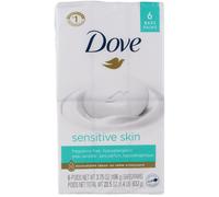 Dove Beauty Bar Gently Cleanses and Nourishes Sensitive Skin Effectively Washes Away Bacteria While Nourishing Your Skin, 3.75 oz, 6 Bars