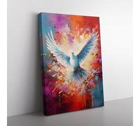 Dove Bird Action Painting Art Canvas Print for Living Room Bedroom Home Office Décor, Wall Art Picture Ready to Hang, 76x50 cm (30x20 Inch)