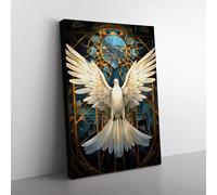 Dove Bird Art Deco Art Canvas Print for Living Room Bedroom Home Office Décor, Wall Art Picture Ready to Hang, 76x50 cm (30x20 Inch)