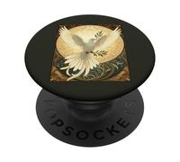 Dove Bird Carrying A Sprig of Olive Christmas Design PopSockets Adhesive PopGrip