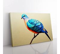 Dove Bird In Watercolour Vol.2 Canvas Wall Art Print Ready to Hang, Framed Picture for Living Room Bedroom Home Office Décor, 76x50 cm (30x20 Inch)
