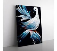 Dove Bird Paint Splatter Vol.2 Canvas Wall Art Print Ready to Hang, Framed Picture for Living Room Bedroom Home Office Décor, 76x50 cm (30x20 Inch)