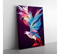 Dove Bird Paint Splatter Vol.4 Canvas Wall Art Print Ready to Hang, Framed Picture for Living Room Bedroom Home Office Décor, 76x50 cm (30x20 Inch)