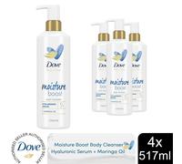 Dove Body Love Moisture Boost Body Cleanser with Hyaluronic Acid 517ml, 4 Pack