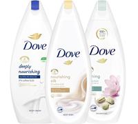 Dove Body Wash Variety Set of 3 Calming Pistachio and Magnolia Deeply Nourishing and Nourishing Silk 25.36 Ounce Each