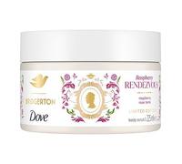 Dove Limited Edition Bridgerton Raspberry Rendezvous Body Scrub exfoliating scrub with a raspberry & rose tart scent for deep nourishment 225 ml