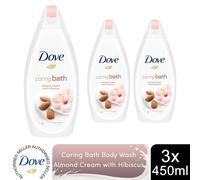 Dove Caring Bath Almond Cream and Hibiscus Moisturising Cream Bath Soak, 3x450ml