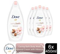 Dove Caring Bath Almond Cream and Hibiscus Moisturising Cream Bath Soak, 6x450ml