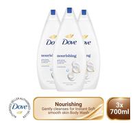 Dove Caring Bath Nourishing Body Wash 720ml with 0% Sulfate SLES, 3 Pack