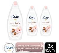 Dove Soothing Caring Bath Soak with ¼ moisturising cream, almond cream & hibiscus for an indulgent bubble bath 450 ml
