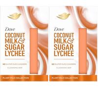 Dove Coconut Milk & Sugar Lychee Beauty Bar whole body bar enriched with plant milk for soft and smooth skin 141 g (Pack of 2)