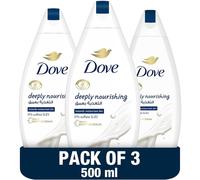 DOVE Deeply Nourishing Body Wash for Instantly Moisturized Skin 500ml Pack Of 3 | No Sulfates & Parabens | Triple Moisture Serum Shower Gel