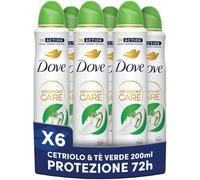 Dove Deodorant Spray Advanced Care Go Fresh Cucumber Moisturizing and delicate formula, dry skin for up to 72 hours, deodorant for men and women, 6 pieces of 200 ml